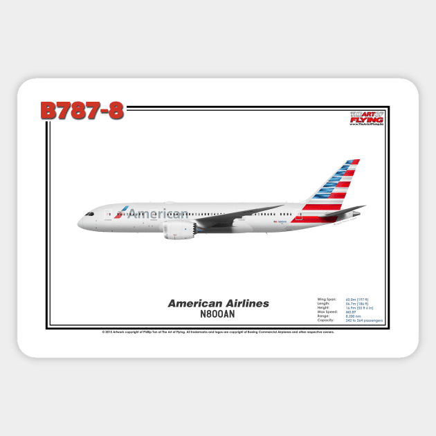 Boeing B787-8 - American Airlines (Art Print) Sticker by TheArtofFlying